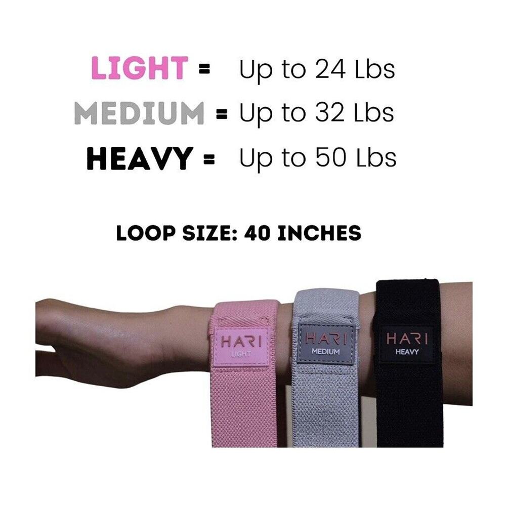 Hari Living Set of 3 Fabric Resistance Body Bands - Long Stretchy Resistance Ban - Picture 2 of 6